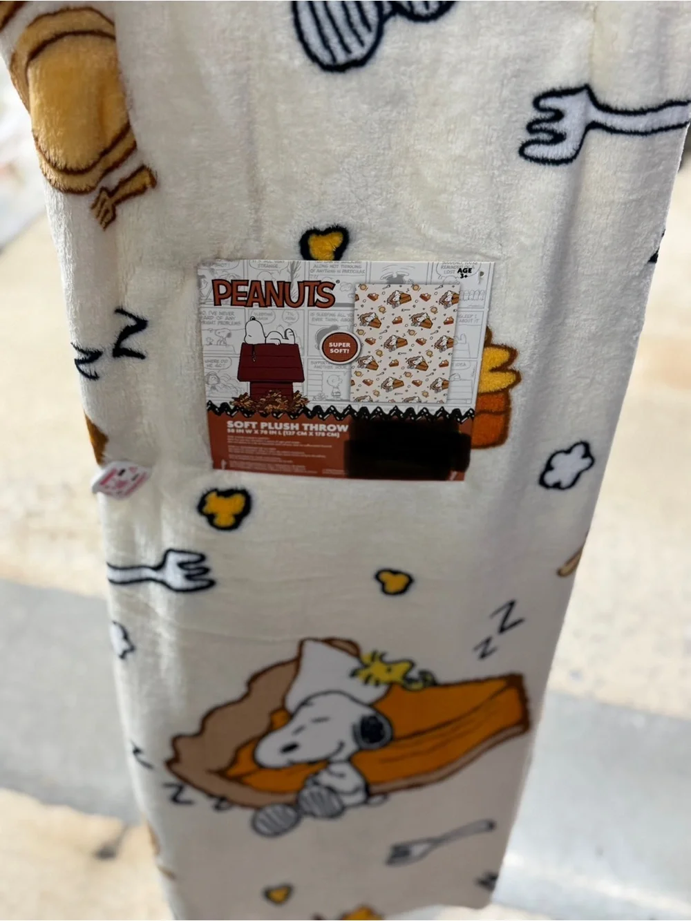 Peanuts Snoopy Cream & Yellow Kids Plush Pajama Throw - Peanuts Brand
